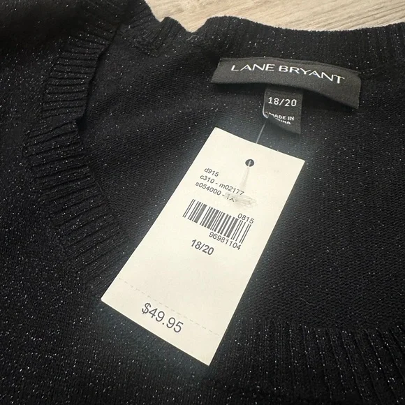 NWT Lane Bryant Black Shimmer Knit Top - Picture 2 of 2